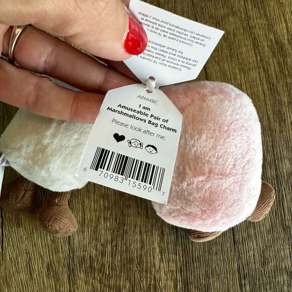 Pair of Marshmallows Jellycat Keychain Bag Charm FAST SHIP NEW - Picture 7 of 7